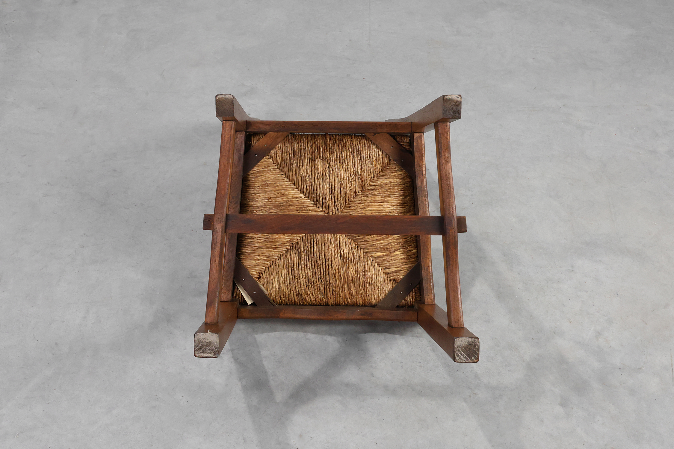 Pair of Mid-Century Brutalist Oak and Wicker Chairs, Belgium, 1960thumbnail